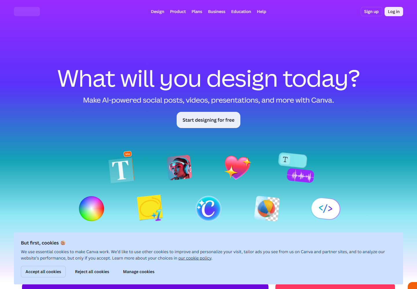 Canva homepage screenshot for non-editor marketer workflow