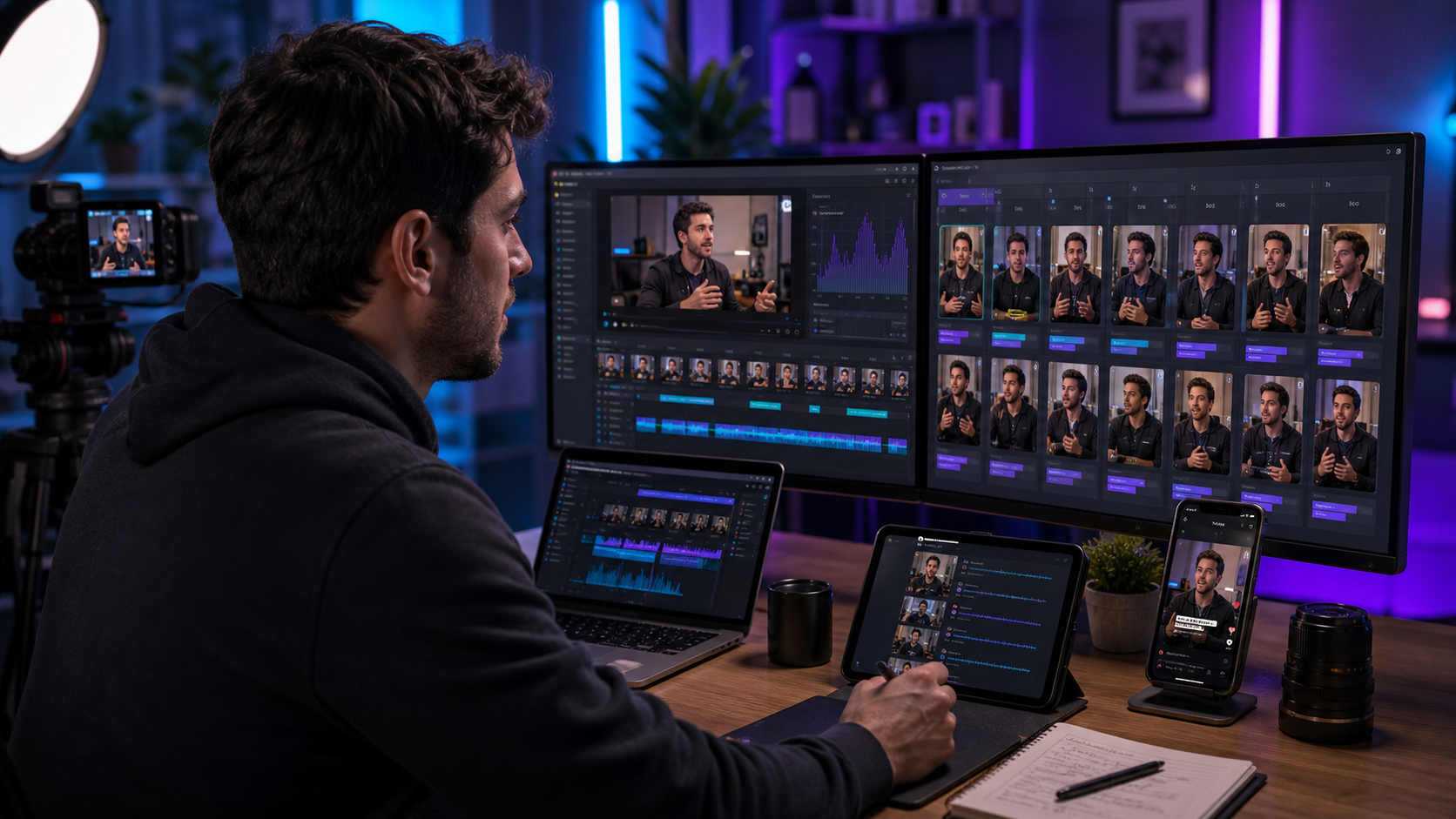 Content creator comparing short-form output workflows for TikTok Reels and YouTube Shorts