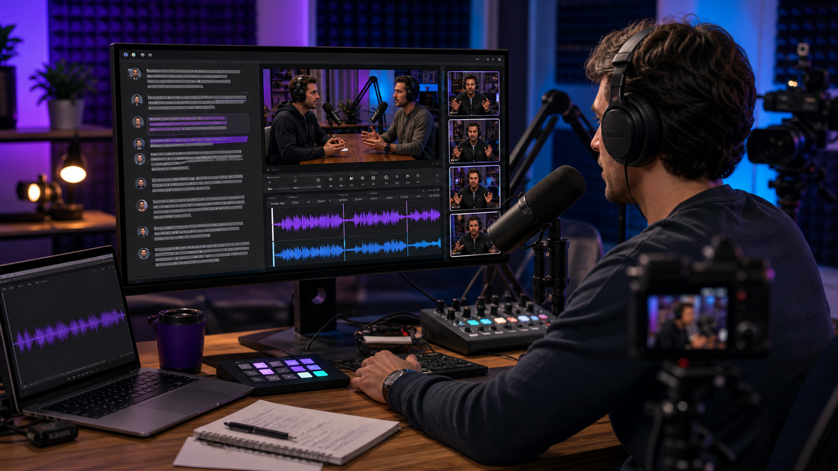 Podcast maker comparing Descript, Znippet, and other podcast video editing tools