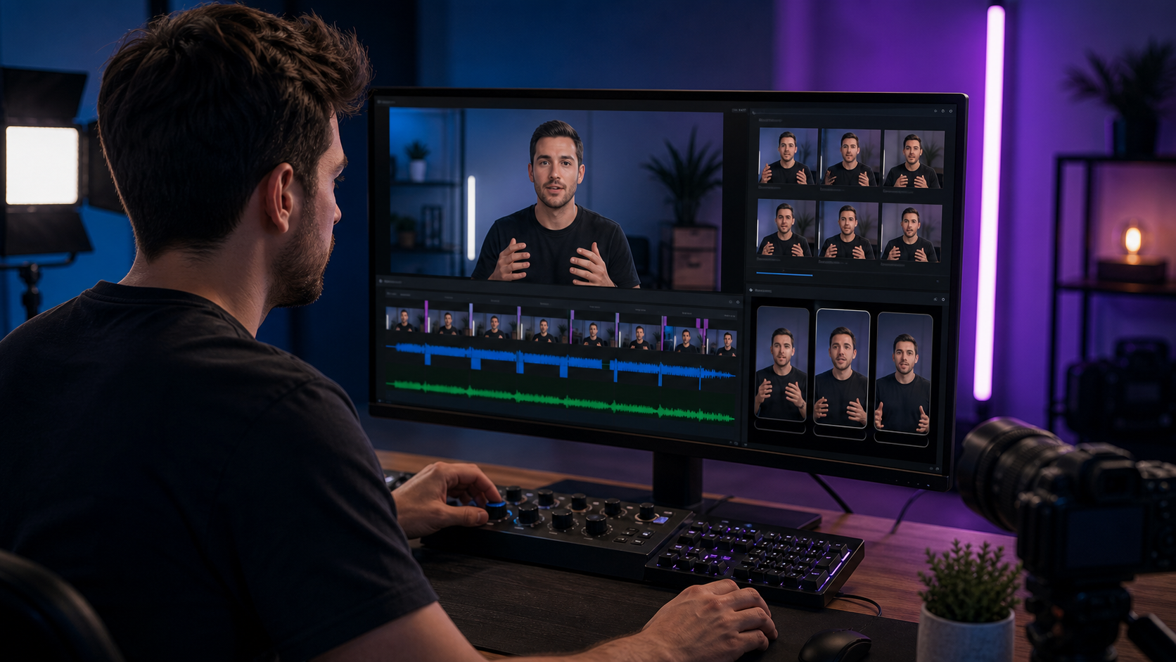 Talking-head video editor comparing Gling, Znippet, and other AI editing tools