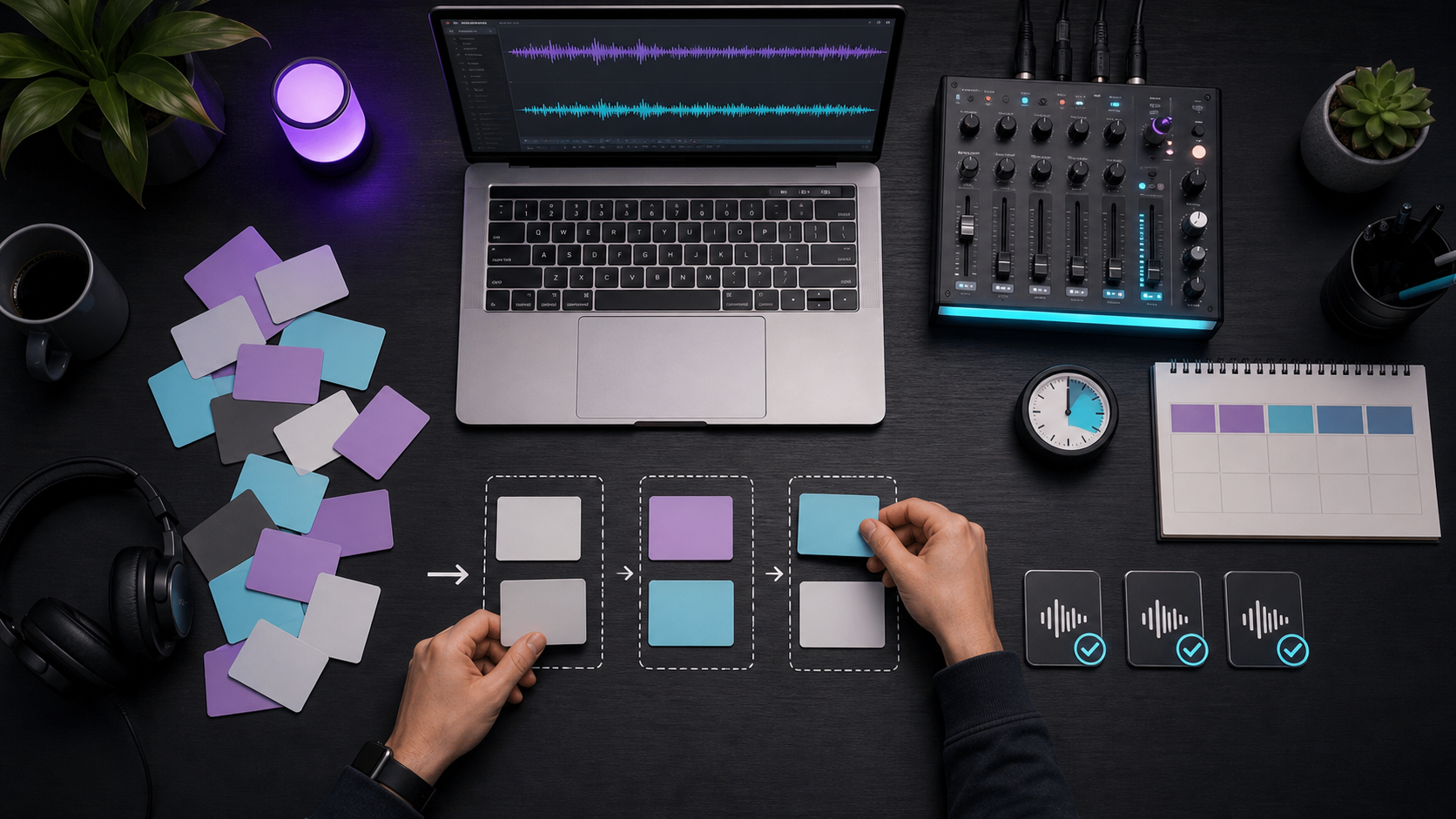 Podcast producer workflow with planning, recording, editing, publishing, and clip creation steps