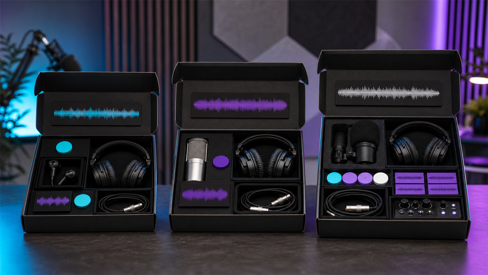 Podcast editing services package comparison with audio, video, clips, and publishing deliverables