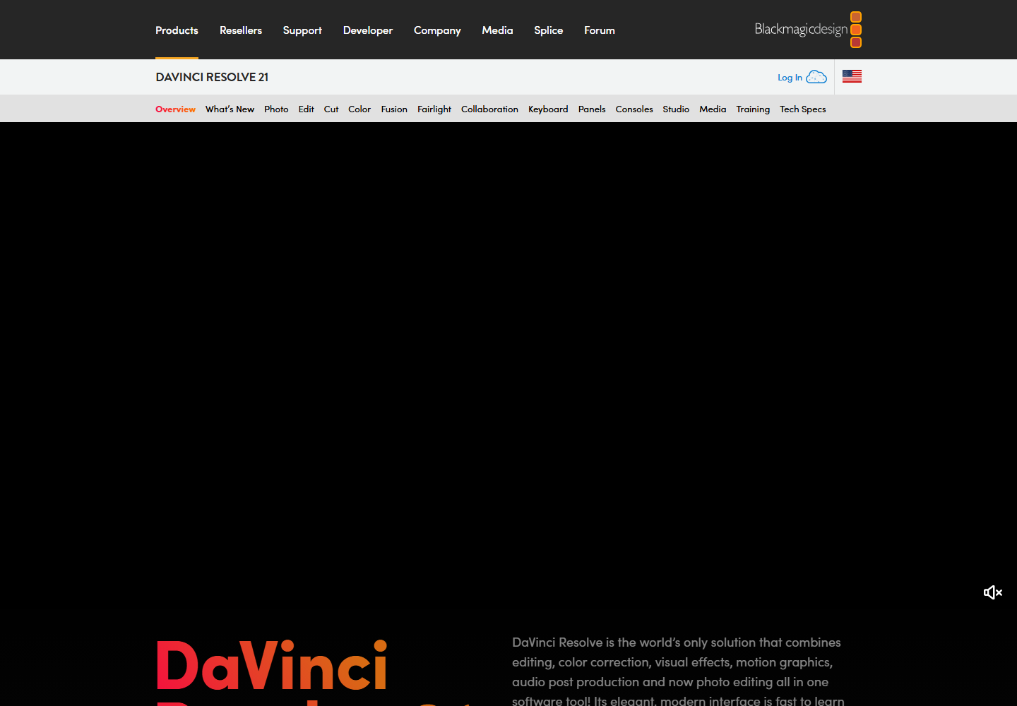 DaVinci Resolve homepage screenshot