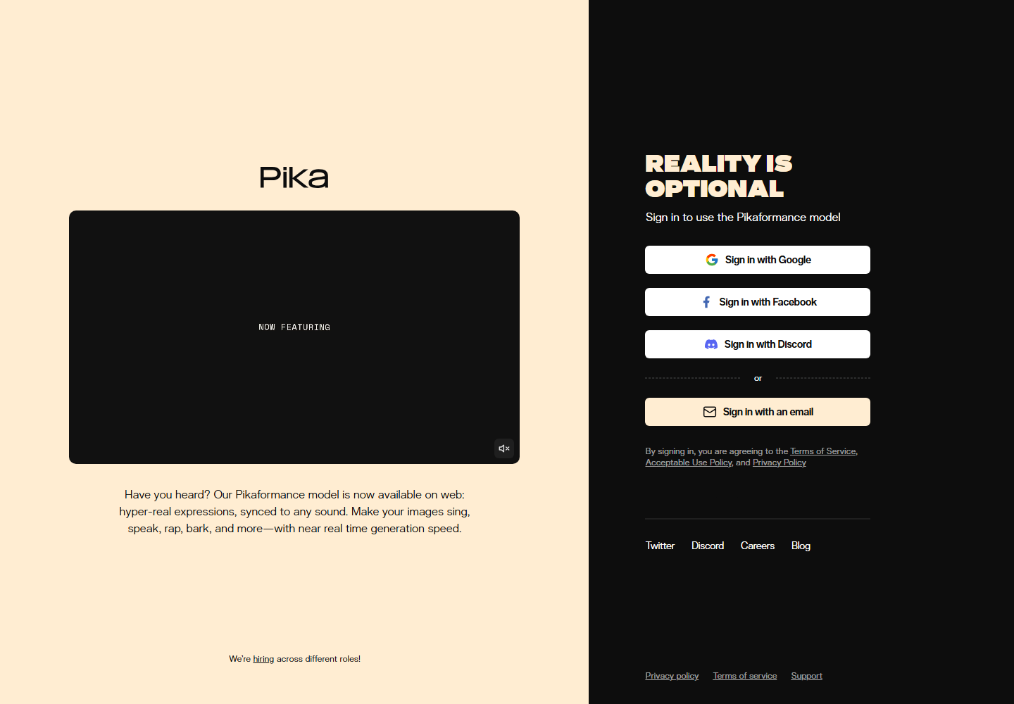 Pika homepage screenshot