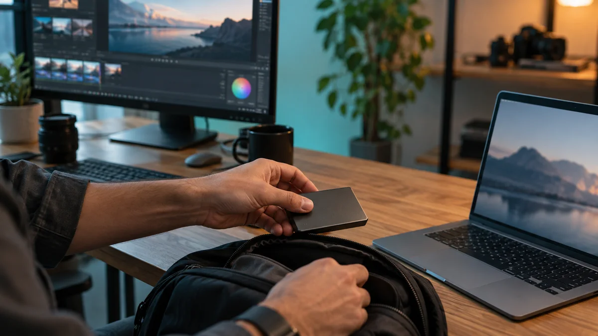 Editor moving project storage between a desktop and laptop