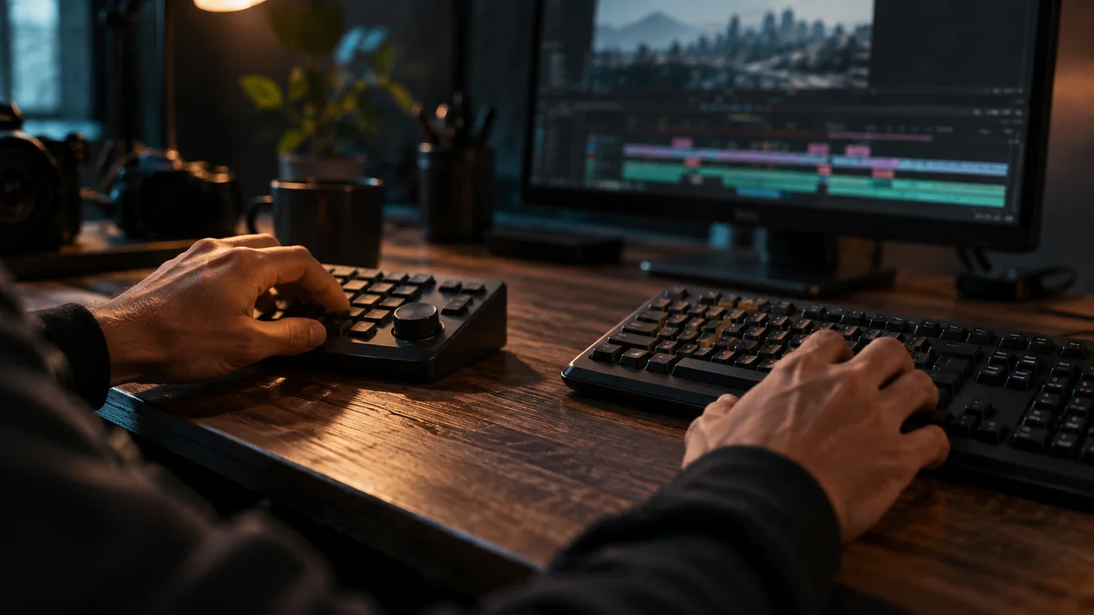 Shortcut keypad and editing keyboard ready for an automation comparison