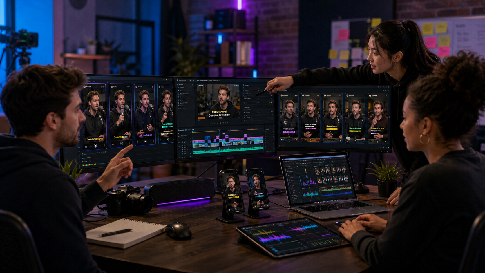 Short-form video team comparing Submagic alternatives for captions, clips, and exports