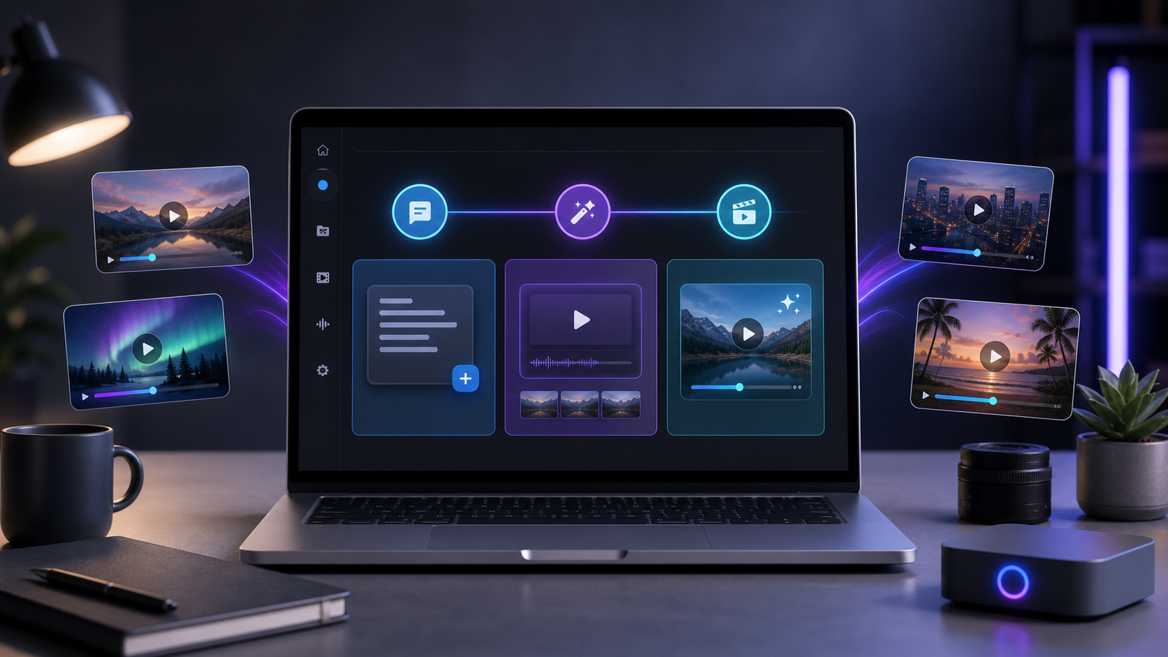Creator choosing an easy AI video tool from a simple dashboard